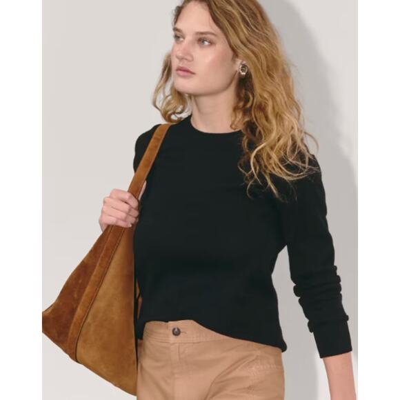 Everlane Womens The Classic Crew Sweater Small Black Cashmere Long Sleeve NWT - Picture 2 of 11